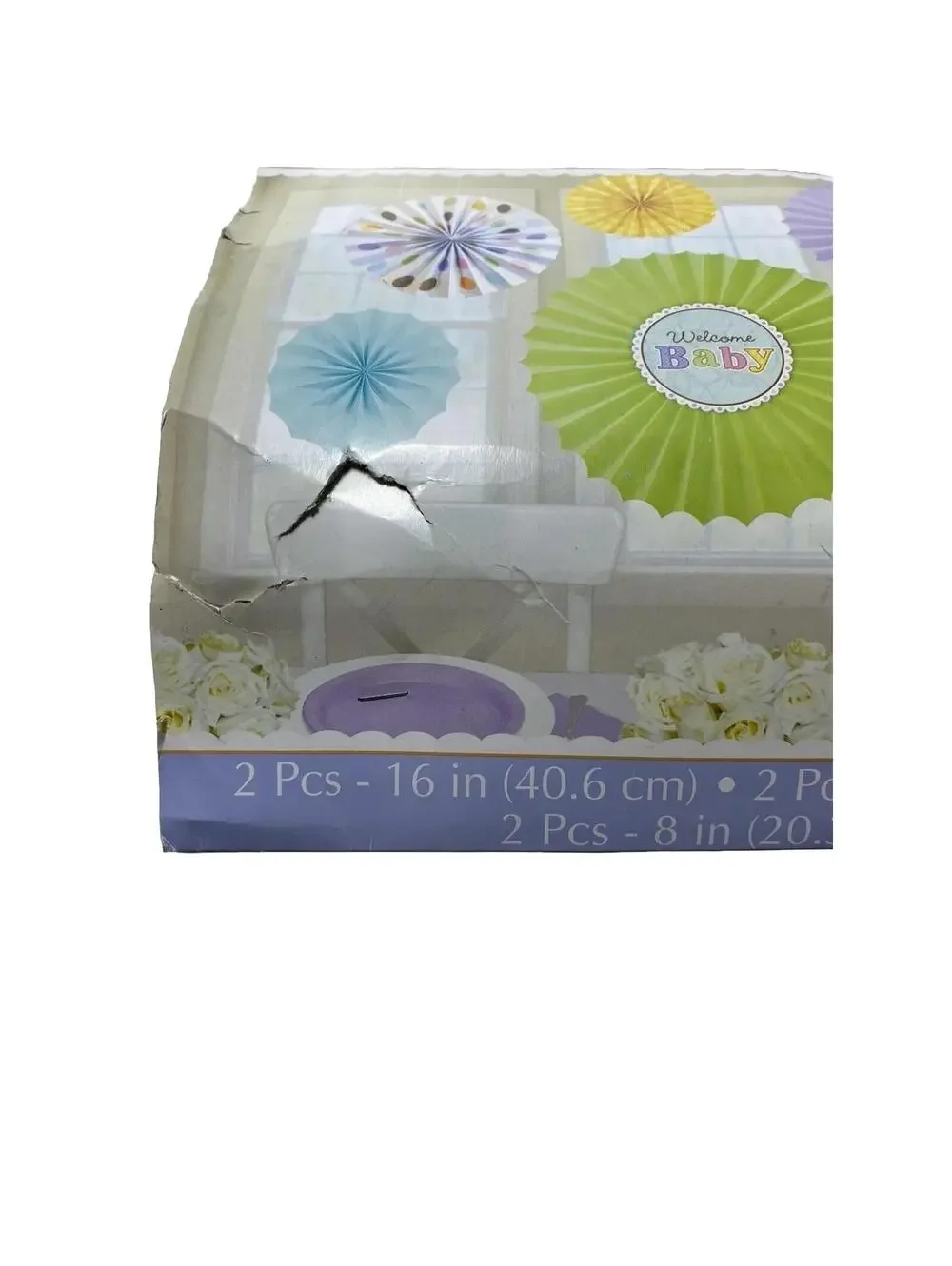 baby shower paper fan decorations 6pc set